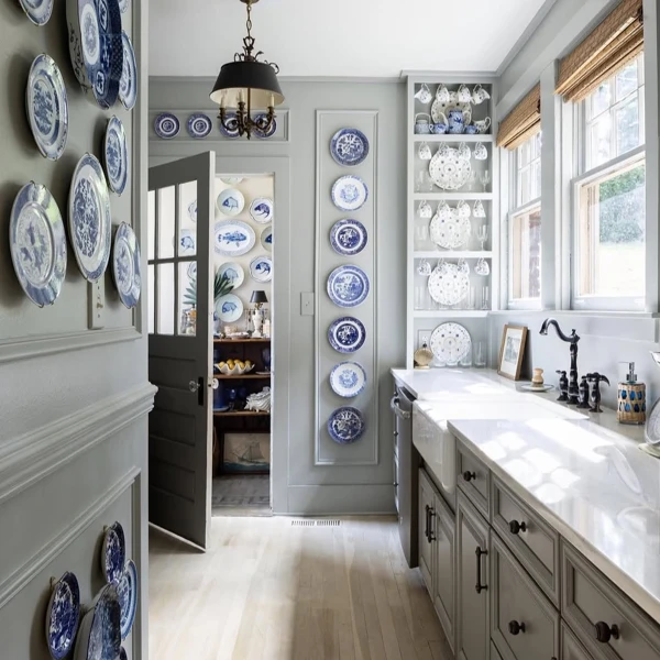 Blue and White Plate Wall