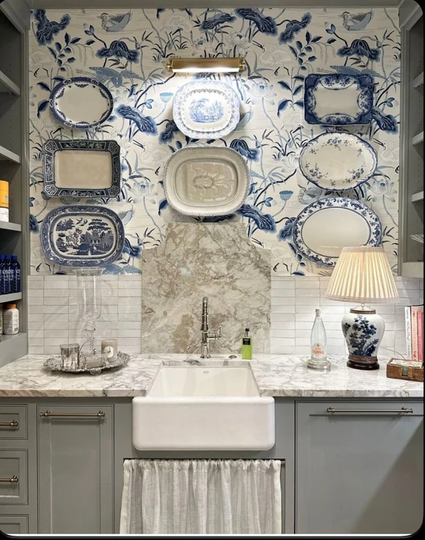 Blue Chinoiserie Plate Wall