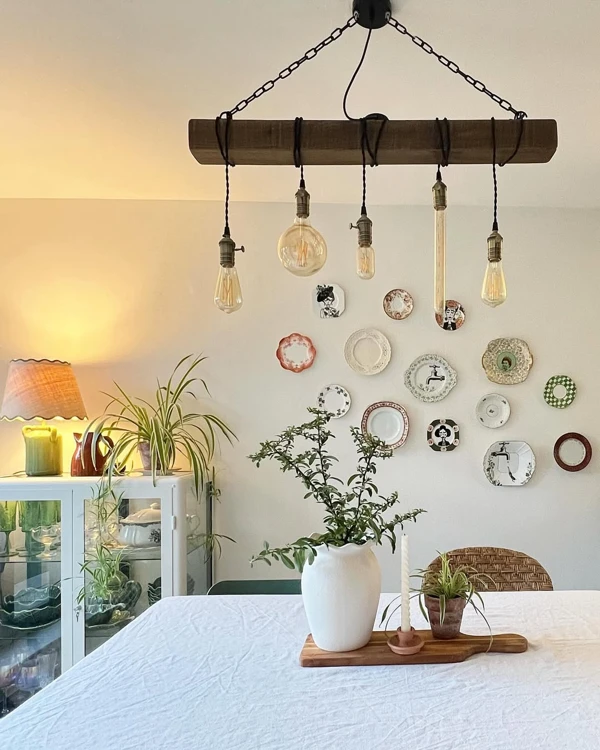 Rustic Chandelier Plate Wall