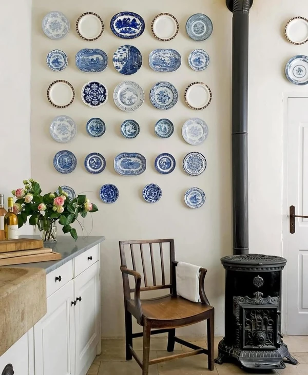 Blue and White Plate Wall