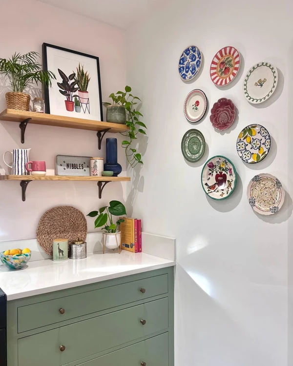 Eclectic Plates Above Workspace