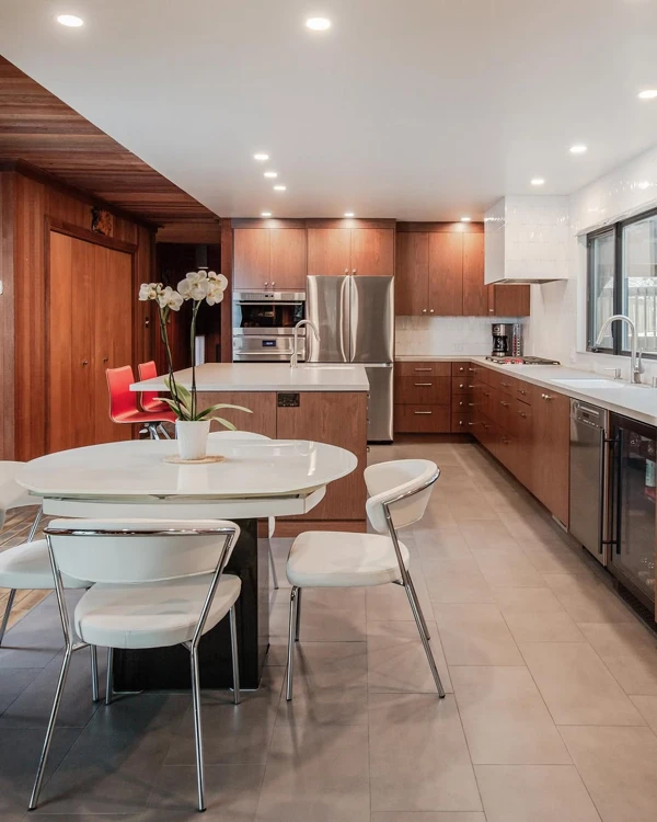 Rich Wood Cabinetry With Clean Lines
