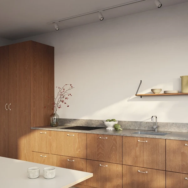 Concrete Countertops With Warm Wood Tones