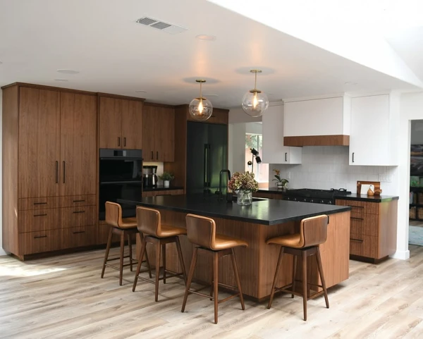 Wood Tones With Black Countertops