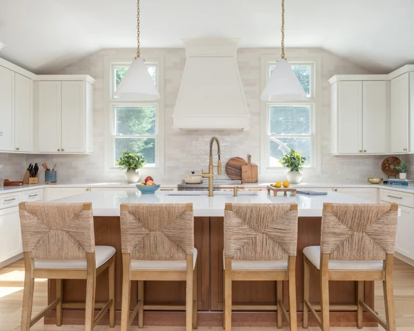 Bright Neutral Kitchen with Island Seating