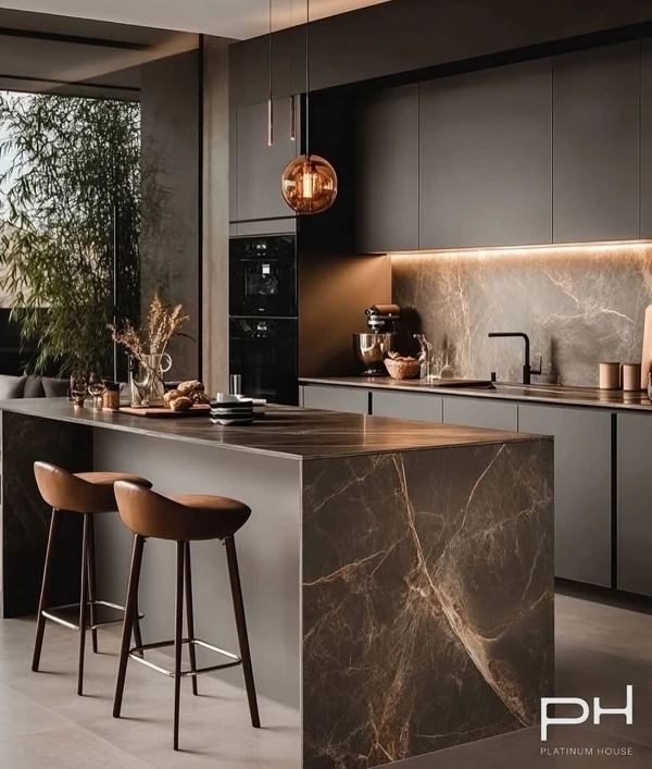 Copper Pendant Lighting Elevates Dark Kitchens