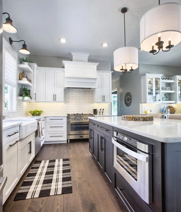 Two-Tone Kitchen with Pendant Charm
