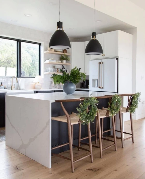 Black Pendants Frame Your Farmhouse Island