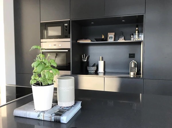 Dark Gray with Curated Kitchen Styling