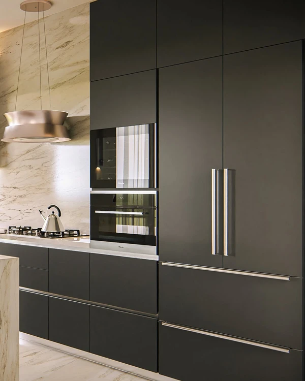 Black Cabinetry Meets Marble Luxury