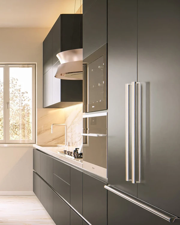 Charcoal Minimalism With Sculptural Pendant