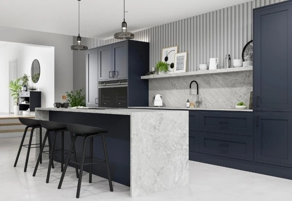 Dark Navy With Marble Elegance