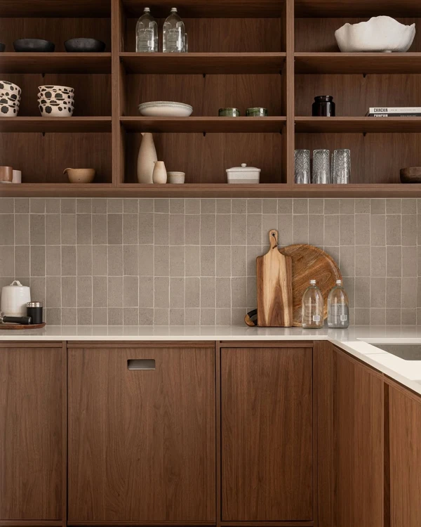 modern walnut kitchen