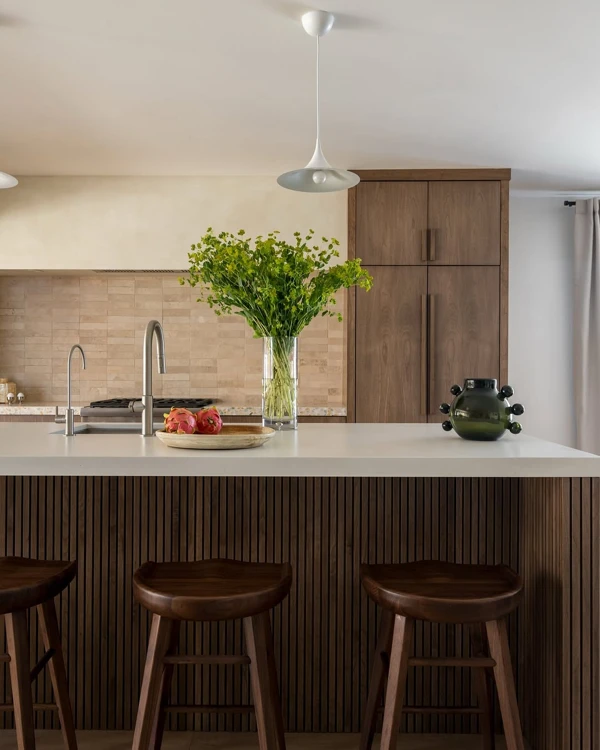 Walnut Island with Fresh Greenery Accent