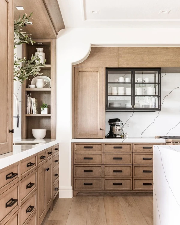 Warm Wood Meets Black Glass Details
