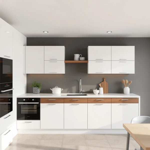 Two-Tone Cabinetry With Floating Shelves