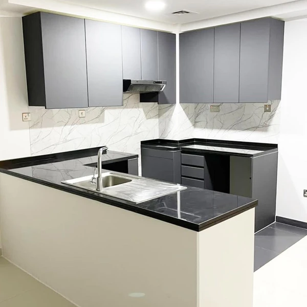 black and cream kitchen