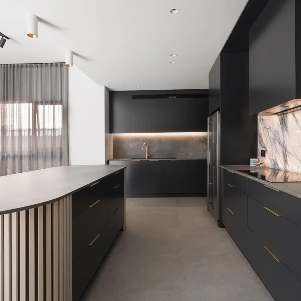 black and cream kitchen