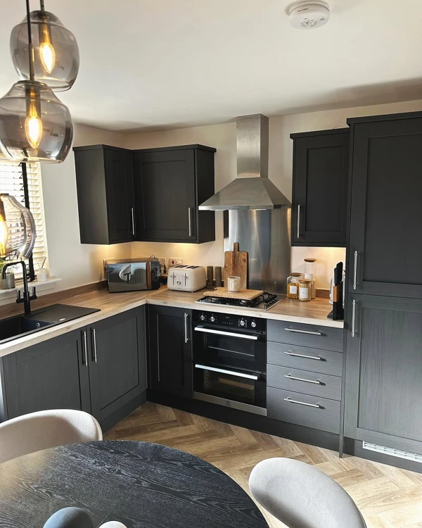 black and cream kitchen