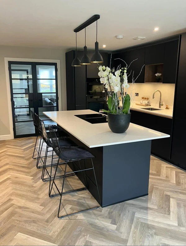 black and cream kitchen