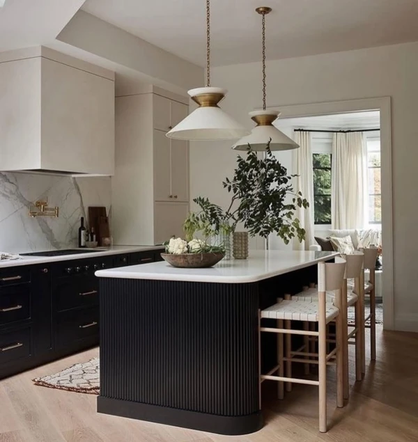 black and cream kitchen