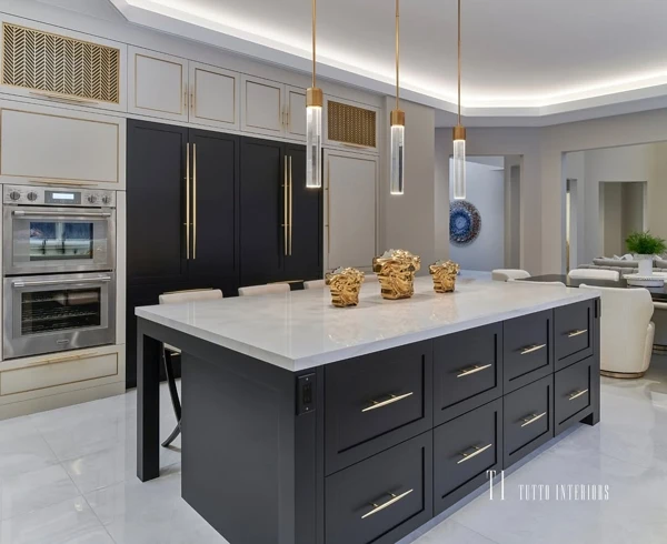 black and cream kitchen