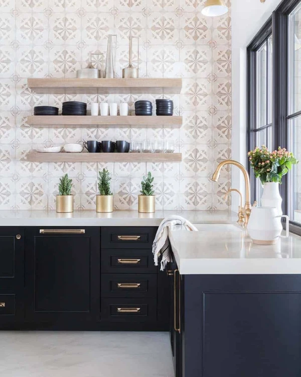 black and cream kitchen