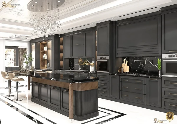black and cream kitchen