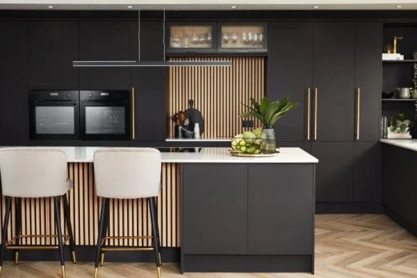 black kitchen cabinet