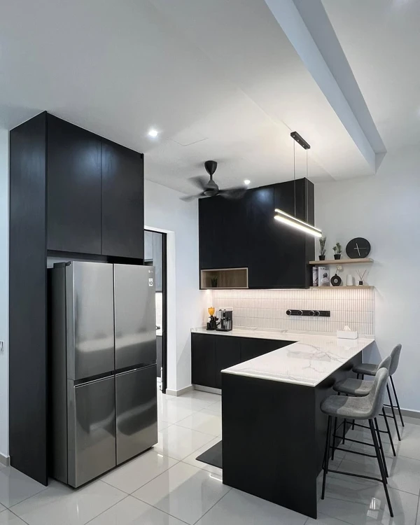 black kitchen cabinet