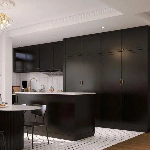 black kitchen cabinet