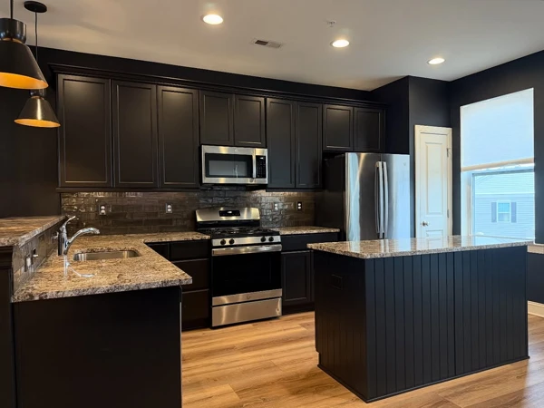 black kitchen cabinet