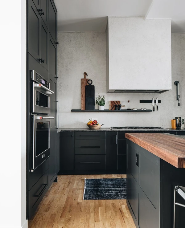 black kitchen cabinet
