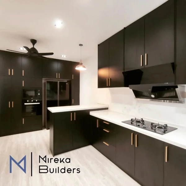 black kitchen cabinet