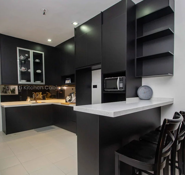 black kitchen cabinet