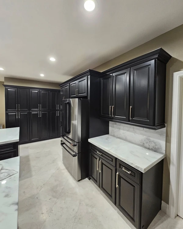 black kitchen cabinet