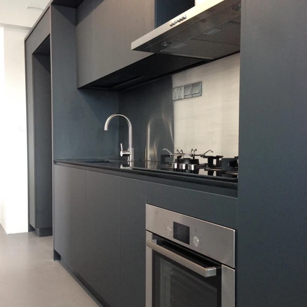 black kitchen cabinet