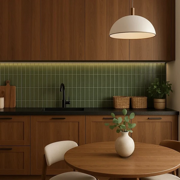 Green Tiles with Black Elegance