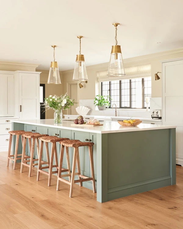 sage green and white kitchen