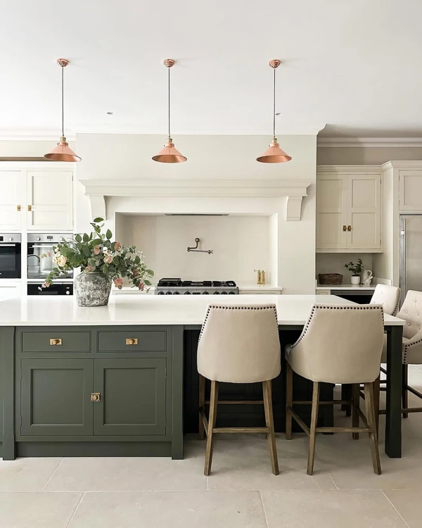 sage green and white kitchen