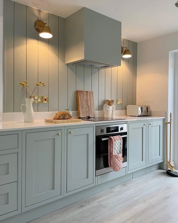 sage green and white kitchen