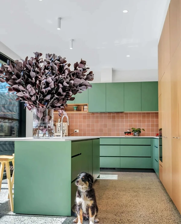 sage green and white kitchen