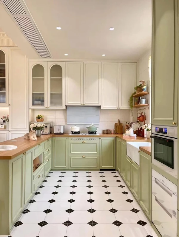 Checkerboard Elegance with Sage Accents