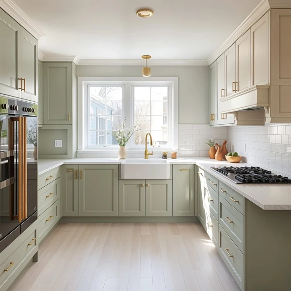 Sage Green and White Kitchen
