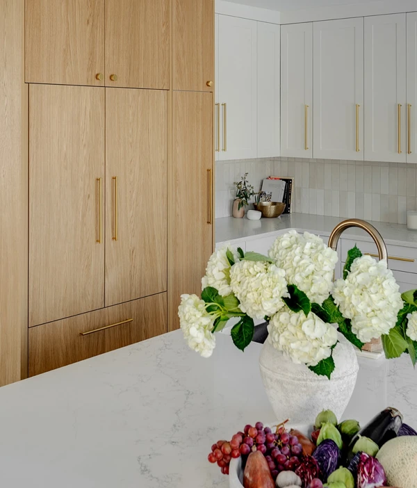 white quartz kitchen countertop