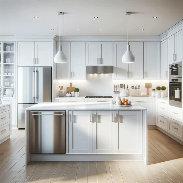 white quartz kitchen countertop