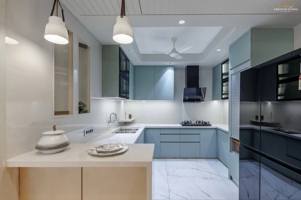white quartz kitchen countertop