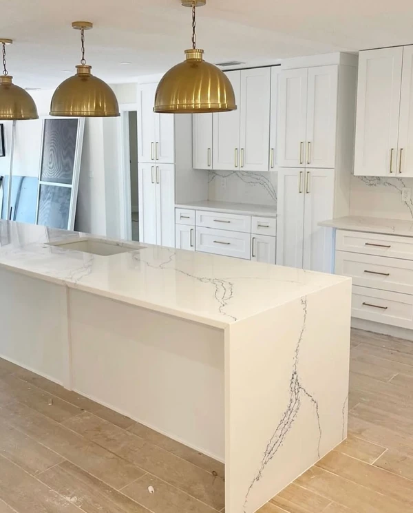 white quartz kitchen countertop