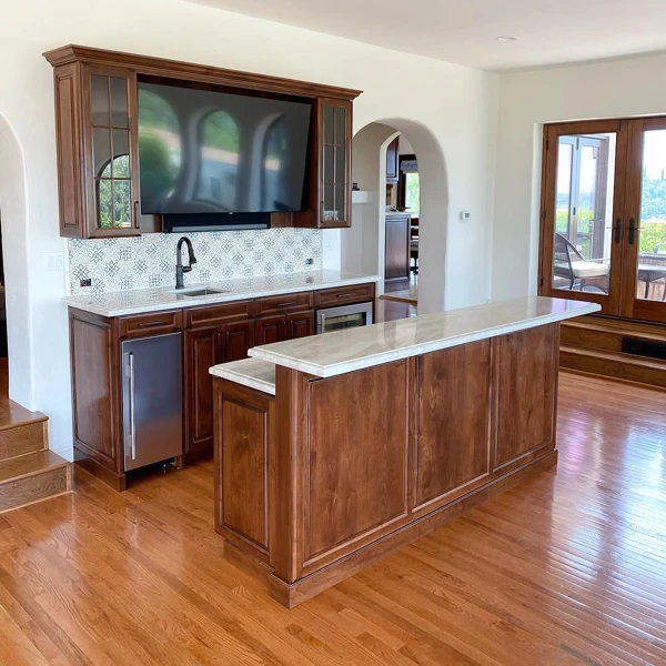 alder wood kitchen cabinets