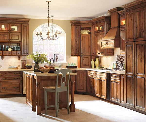 alder wood kitchen cabinets